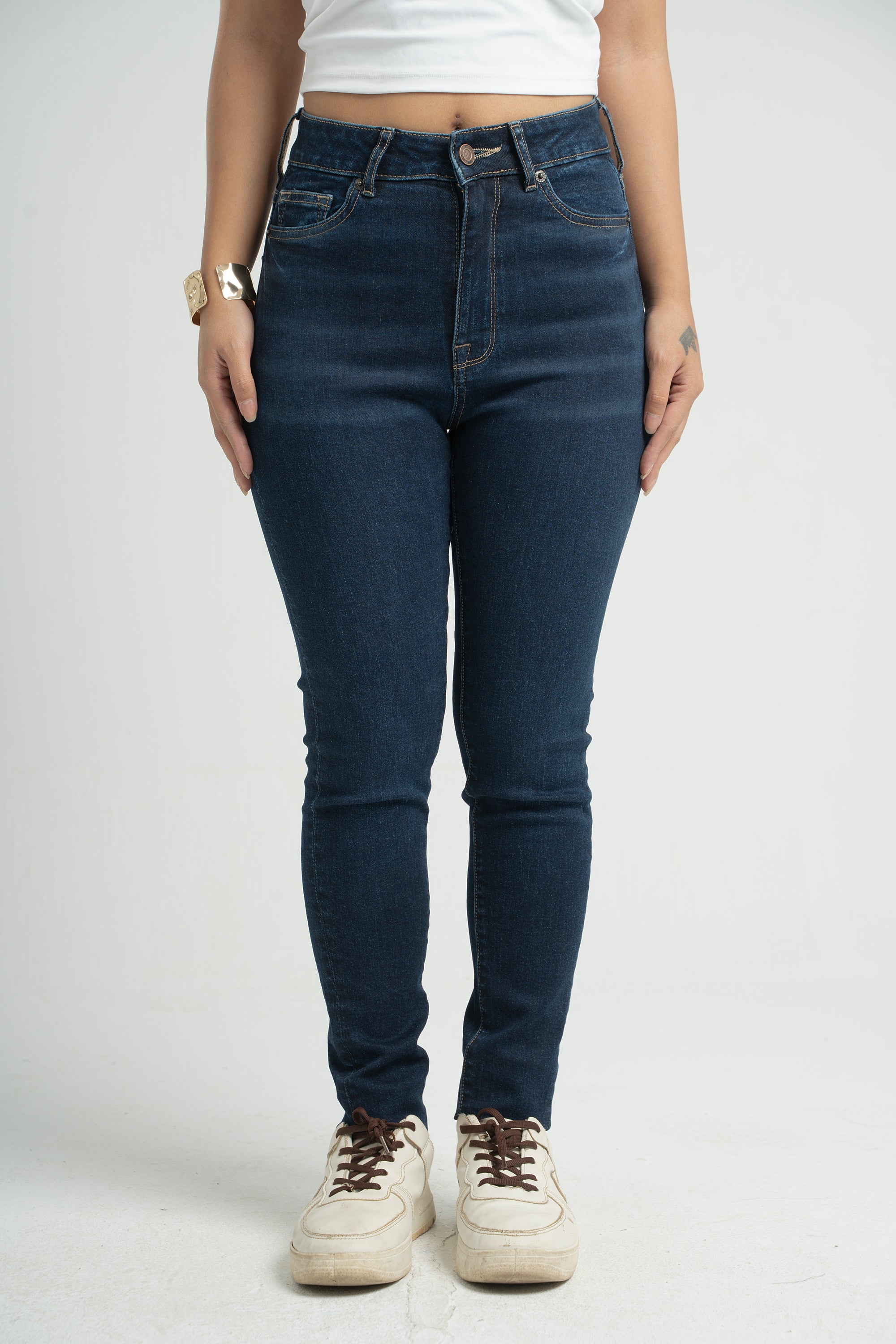 High-Waisted Ripped Skinny Jeans